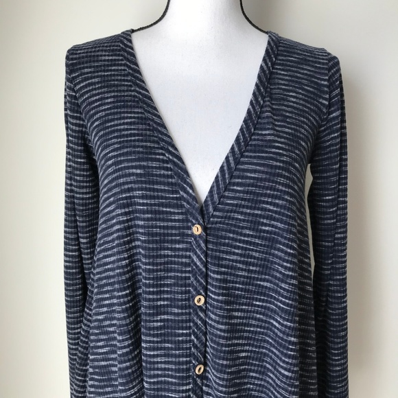 Final Touch Stripe Button Down Long Sleeve Top - Picture 2 of 4